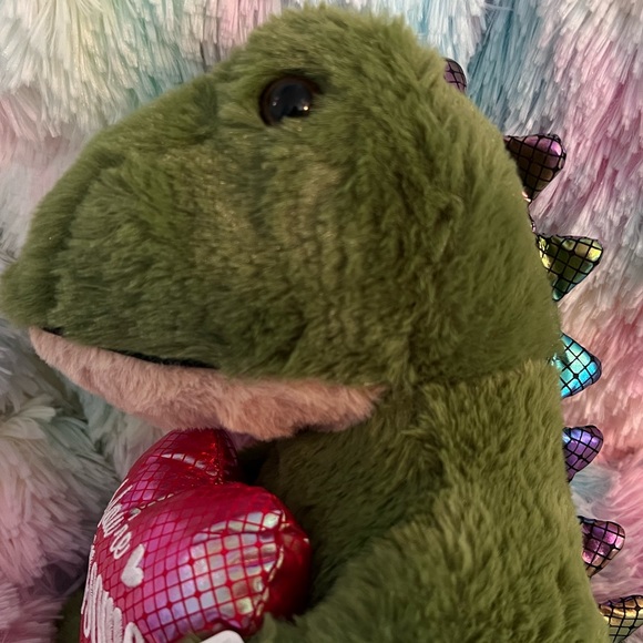 You’re ROAR-SOME Green Dinosaur with Shiny Heart and Toes 11”x11” Stuffed Animal - Picture 8 of 9